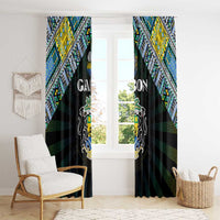 Gabon Roots Window Curtain African Map in Fingerprint and Tribal Colors