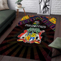 Mauritius Roots Area Rug African Map in Fingerprint and Tribal Colors