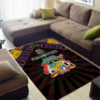 Mauritius Roots Area Rug African Map in Fingerprint and Tribal Colors