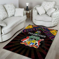 Mauritius Roots Area Rug African Map in Fingerprint and Tribal Colors