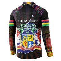 Personalized Mauritius Roots Button Sweatshirt African Map in Fingerprint and Tribal Colors