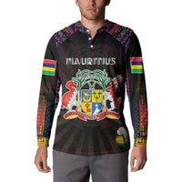 Personalized Mauritius Roots Button Sweatshirt African Map in Fingerprint and Tribal Colors