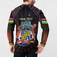 Personalized Mauritius Roots Button Sweatshirt African Map in Fingerprint and Tribal Colors