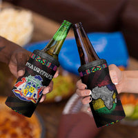 Mauritius Roots 4 in 1 Can Cooler Tumbler African Map in Fingerprint and Tribal Colors