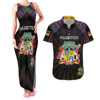 Personalized Mauritius Roots Couples Matching Tank Maxi Dress and Hawaiian Shirt African Map in Fingerprint and Tribal Colors