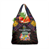 Mauritius Roots Grocery Bag African Map in Fingerprint and Tribal Colors