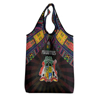 Mauritius Roots Grocery Bag African Map in Fingerprint and Tribal Colors
