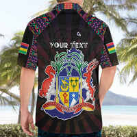 Personalized Mauritius Roots Hawaiian Shirt African Map in Fingerprint and Tribal Colors