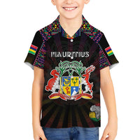 Personalized Mauritius Roots Hawaiian Shirt African Map in Fingerprint and Tribal Colors