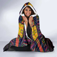 Mauritius Roots Hooded Blanket African Map in Fingerprint and Tribal Colors