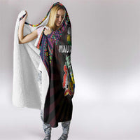 Mauritius Roots Hooded Blanket African Map in Fingerprint and Tribal Colors