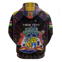 Personalized Mauritius Roots Hoodie African Map in Fingerprint and Tribal Colors