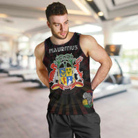 Personalized Mauritius Roots Men Tank Top African Map in Fingerprint and Tribal Colors
