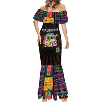 Personalized Mauritius Roots Mermaid Dress African Map in Fingerprint and Tribal Colors