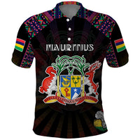 Personalized Mauritius Roots Polo Shirt African Map in Fingerprint and Tribal Colors