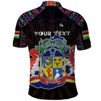 Personalized Mauritius Roots Polo Shirt African Map in Fingerprint and Tribal Colors