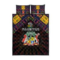 Mauritius Roots Quilt Bed Set African Map in Fingerprint and Tribal Colors