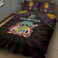 Mauritius Roots Quilt Bed Set African Map in Fingerprint and Tribal Colors