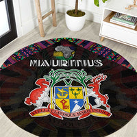 Mauritius Roots Round Carpet African Map in Fingerprint and Tribal Colors