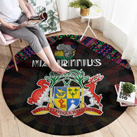 Mauritius Roots Round Carpet African Map in Fingerprint and Tribal Colors