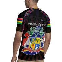 Personalized Mauritius Roots Rugby Jersey African Map in Fingerprint and Tribal Colors