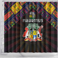 Mauritius Roots Shower Curtain African Map in Fingerprint and Tribal Colors