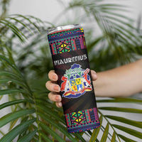 Mauritius Roots Skinny Tumbler African Map in Fingerprint and Tribal Colors