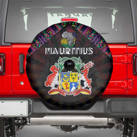 Mauritius Roots Spare Tire Cover African Map in Fingerprint and Tribal Colors