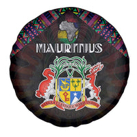 Mauritius Roots Spare Tire Cover African Map in Fingerprint and Tribal Colors