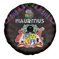 Mauritius Roots Spare Tire Cover African Map in Fingerprint and Tribal Colors