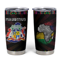 Mauritius Roots Tumbler Cup African Map in Fingerprint and Tribal Colors