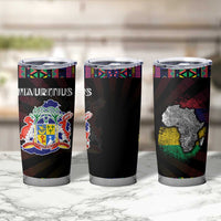 Mauritius Roots Tumbler Cup African Map in Fingerprint and Tribal Colors