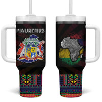 Mauritius Roots Tumbler With Handle African Map in Fingerprint and Tribal Colors