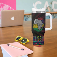 Mauritius Roots Tumbler With Handle African Map in Fingerprint and Tribal Colors