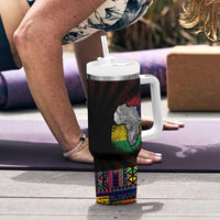 Mauritius Roots Tumbler With Handle African Map in Fingerprint and Tribal Colors