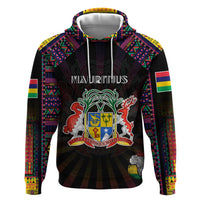 Personalized Mauritius Roots Zip Hoodie African Map in Fingerprint and Tribal Colors