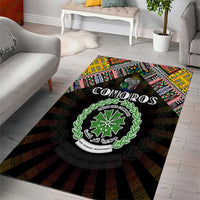 Comoros Roots Area Rug African Map in Fingerprint and Tribal Colors
