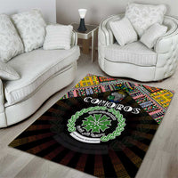 Comoros Roots Area Rug African Map in Fingerprint and Tribal Colors