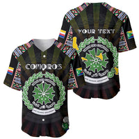 Personalized Comoros Roots Baseball Jersey African Map in Fingerprint and Tribal Colors
