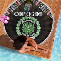Comoros Roots Beach Blanket African Map in Fingerprint and Tribal Colors