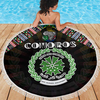 Comoros Roots Beach Blanket African Map in Fingerprint and Tribal Colors