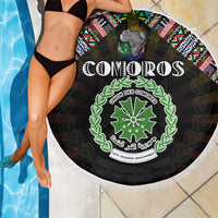 Comoros Roots Beach Blanket African Map in Fingerprint and Tribal Colors