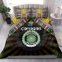 Comoros Roots Bedding Set African Map in Fingerprint and Tribal Colors