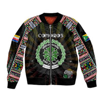 Personalized Comoros Roots Bomber Jacket African Map in Fingerprint and Tribal Colors