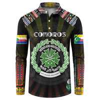Personalized Comoros Roots Button Sweatshirt African Map in Fingerprint and Tribal Colors
