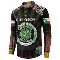 Personalized Comoros Roots Button Sweatshirt African Map in Fingerprint and Tribal Colors