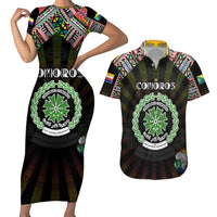 Personalized Comoros Roots Couples Matching Short Sleeve Bodycon Dress and Hawaiian Shirt African Map in Fingerprint and Tribal Colors