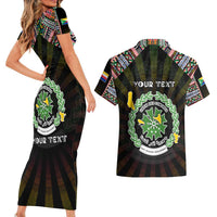 Personalized Comoros Roots Couples Matching Short Sleeve Bodycon Dress and Hawaiian Shirt African Map in Fingerprint and Tribal Colors