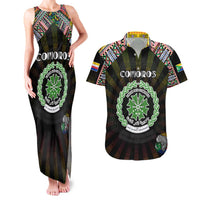 Personalized Comoros Roots Couples Matching Tank Maxi Dress and Hawaiian Shirt African Map in Fingerprint and Tribal Colors