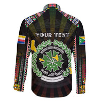 Personalized Comoros Roots Family Matching Off Shoulder Short Dress and Hawaiian Shirt African Map in Fingerprint and Tribal Colors